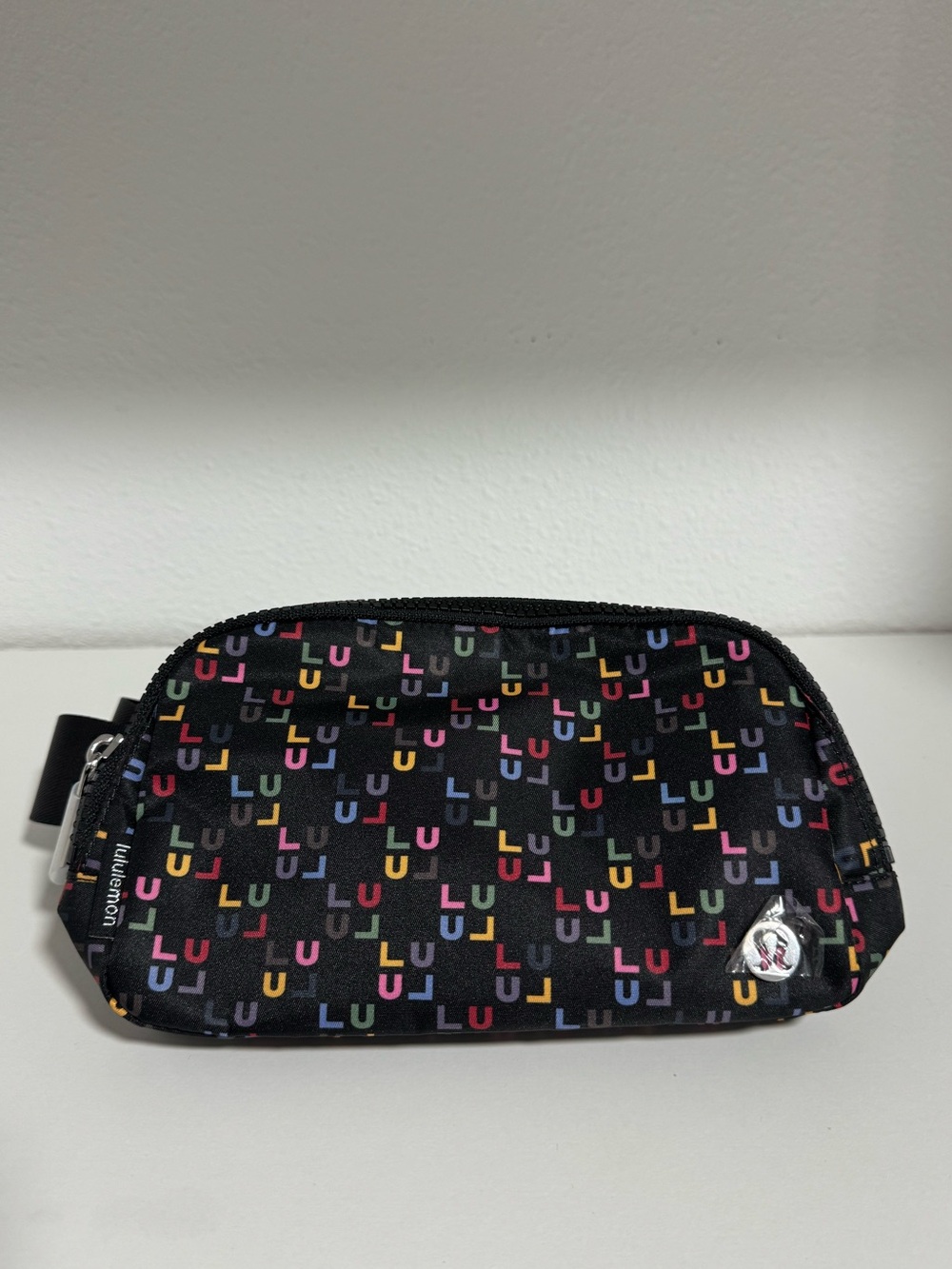 Lululemon Black Multi Color Logo Everywhere Logo Belt Bag 1L NWT